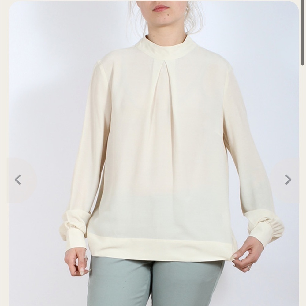 Just Female Catlin Blouse Mock Neck Button Back Size Small